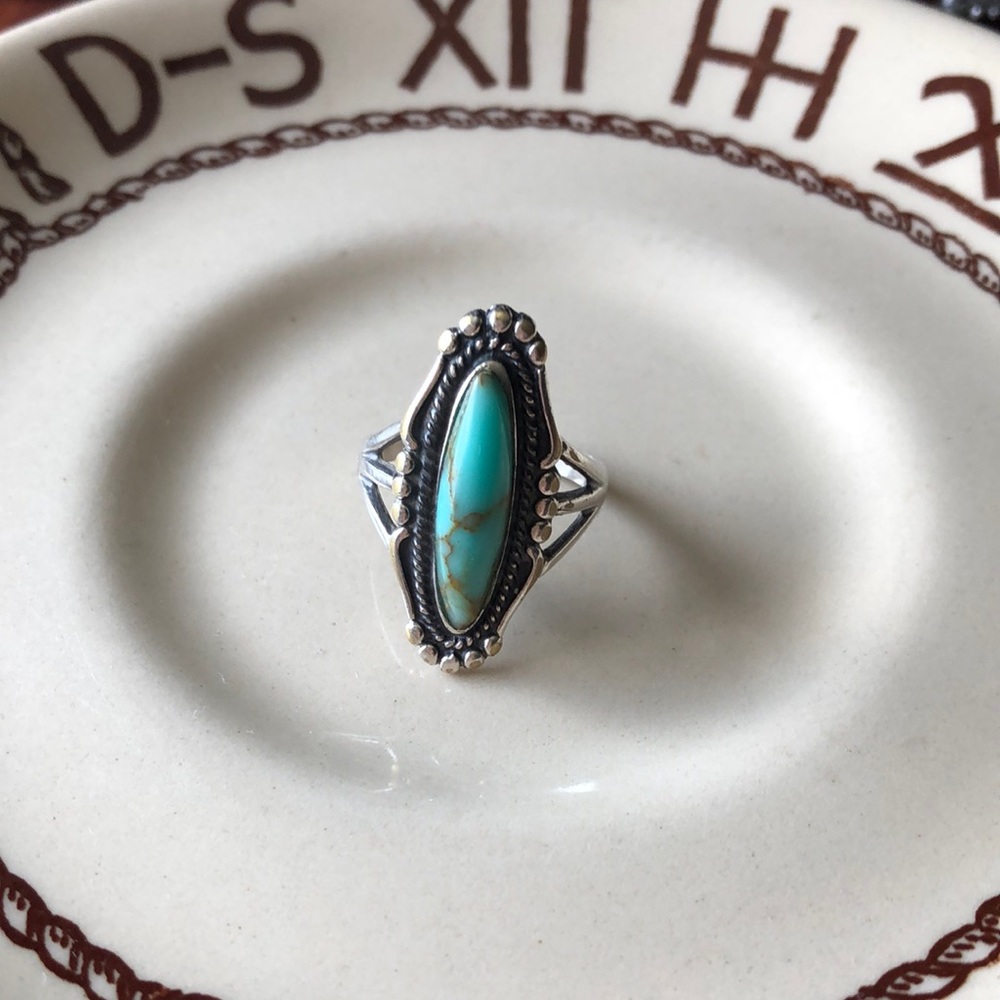 925 Turquoise ring sz 8